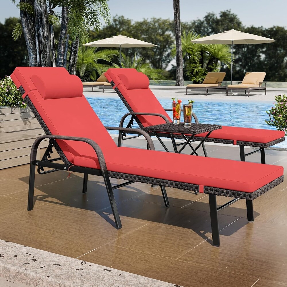 Kullavik Outdoor Chaise Lounge Furniture 3 Piece Set