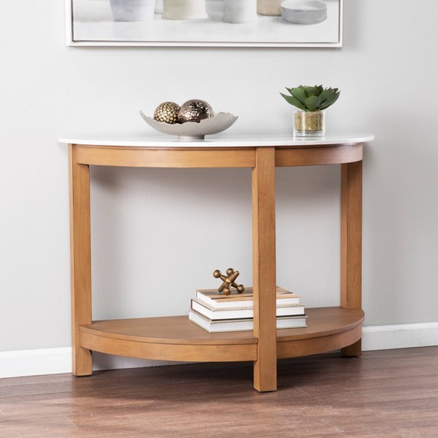 Vebell Demilune Console Table White natural Aiden Lane