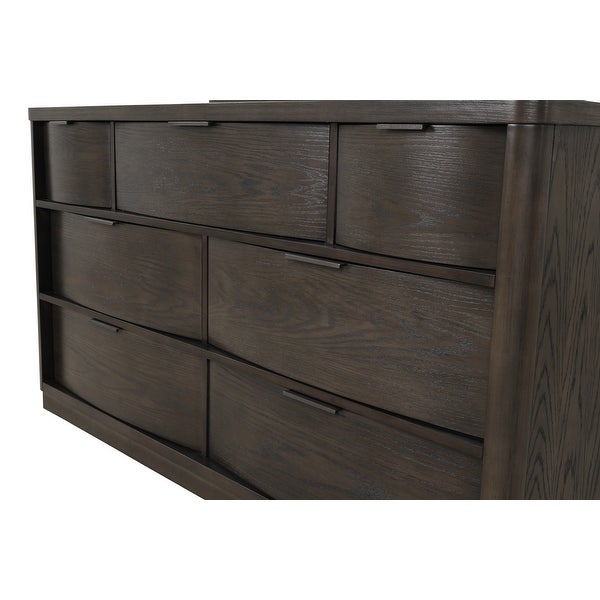 Roundhill Furniture Belani Wood Panel Bed Set， Bed， Dresser， Mirror， Two Nightstands， and Chest， Espresso - - 36183445