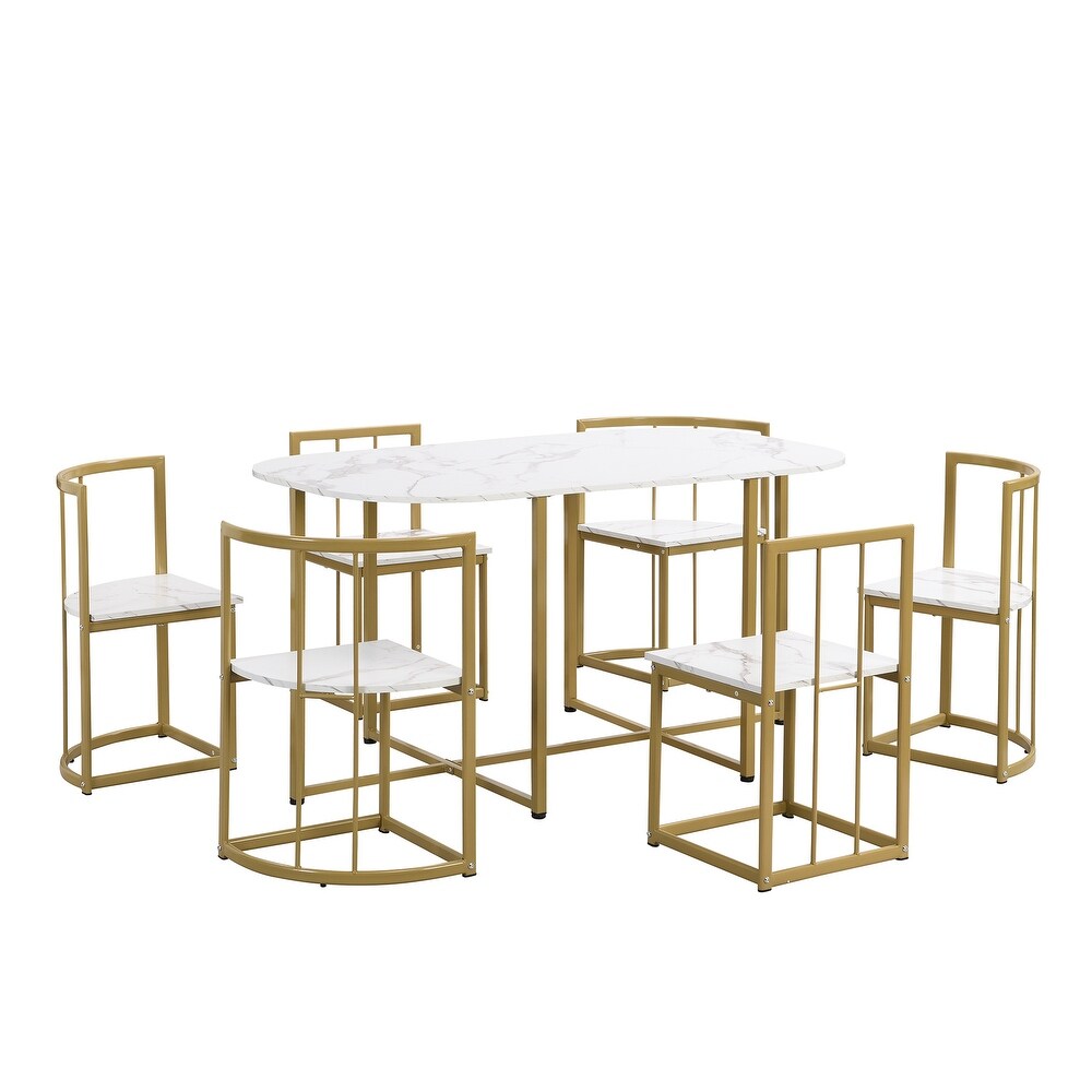 Classic Style 7 Piece Dining Set  Includes Dining Table  6 Chairs