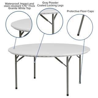 Carnegy Avenue 60 in. Granite White Plastic Tabletop Metal Frame Folding Table CGA-RB-5462-GR-HD