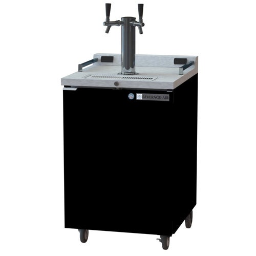 Beverage-Air DZ24-1-B Bar Mobile Dual Zone Draft Beer/Wine Cooler， Black， Dual Tap