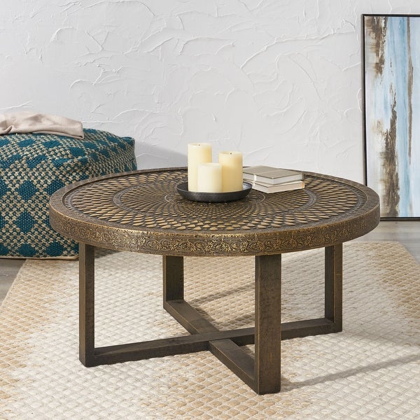 Cohutta Indoor Handcrafted Embossed Coffee Table by Christopher Knight Home