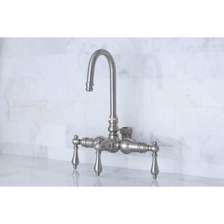 Kingston Brass Vintage 3-Handle Combo Set Claw Foot Tub Faucet with Shower Enclosure in Brushed Nickel HCCK2148AL