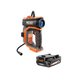 RIDGID 18V Cordless High Pressure Portable Inflator with 18V Lithium-Ion 1.5 Ah Battery R87044-AC870015N