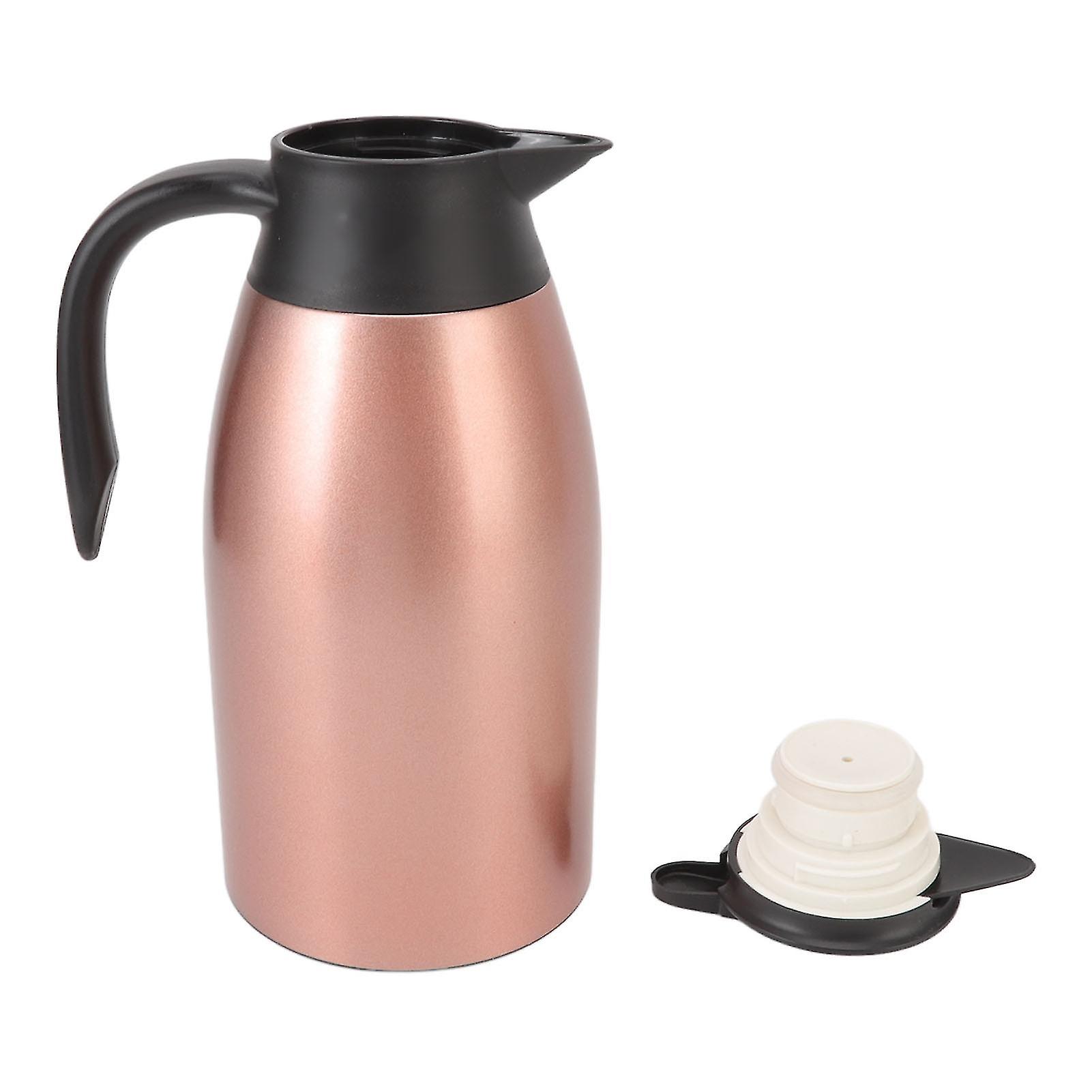 Tea Vacuum Pot 304 Stainless Steel Leakproof Lid 2L Capacity Portable Handle Easy Cleaning Coffee Insulated Vacuum Dispenser Rose Gold