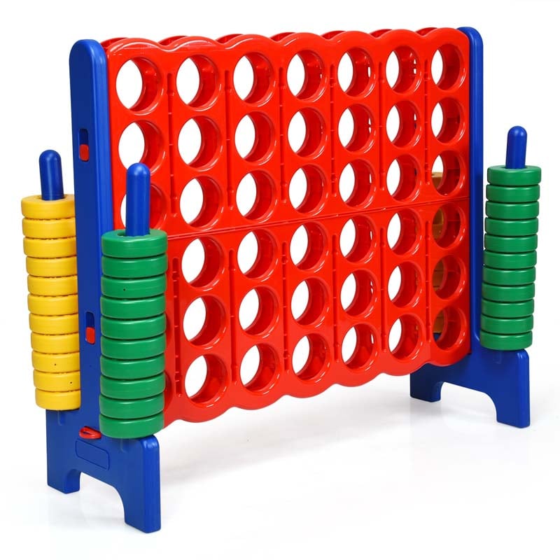 Giant 4-In-A-Row, Jumbo 4-to-Score Giant Game Set with 42 Jumbo Rings & Quick-Release Slider