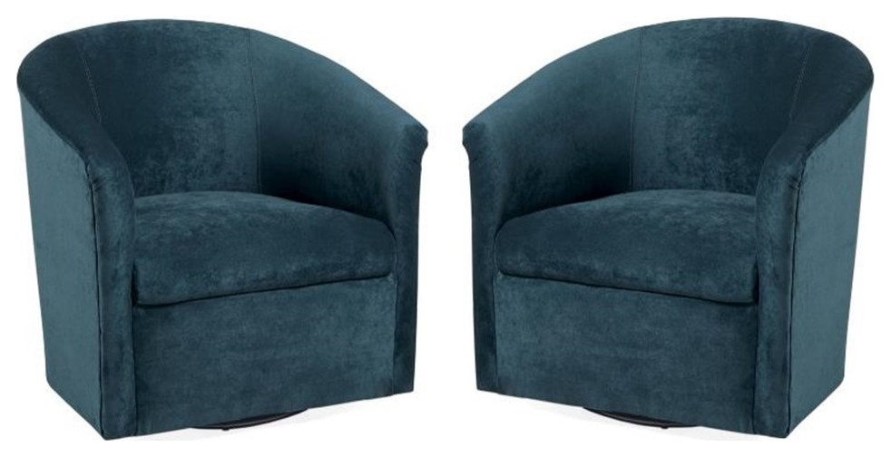 Home Square Microfiber Swivel Accent Chair in Ocean Blue   Set of 2   Contemporary   Armchairs And Accent Chairs   by Homesquare  Houzz