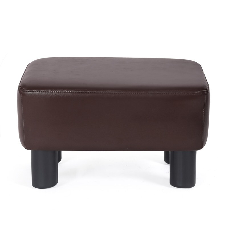 Adeco Small Rectangle Footstool PU Leather Ottoman Footrest Modern