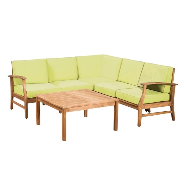 Perla Acacia Outdoor 5seat Sectional Set by Christopher Knight Home