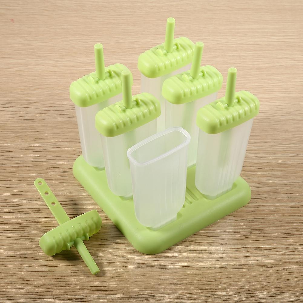 1Set Juice Frozen Mold 6 Cups Shape Plastic Ice Cream Cube Tray #Green Popsicle Shape