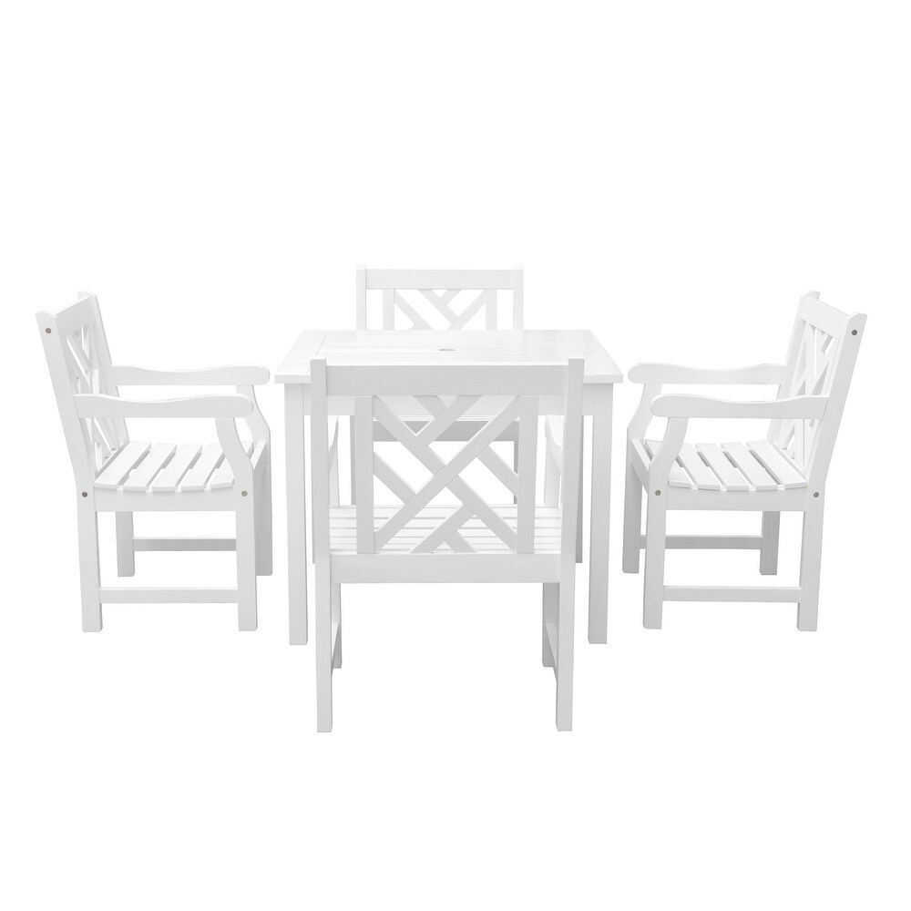 Monarda Outdoor 5 piece Wood Patio Stacking Table Dining Set