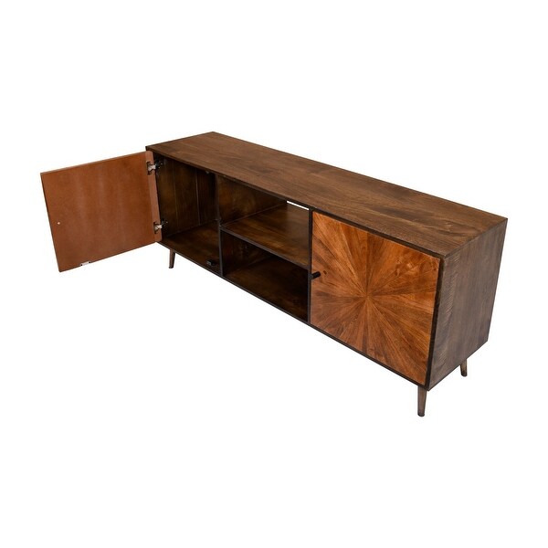 Brown Jag 65 Inch Mango Wood TV Media Entertainment Center