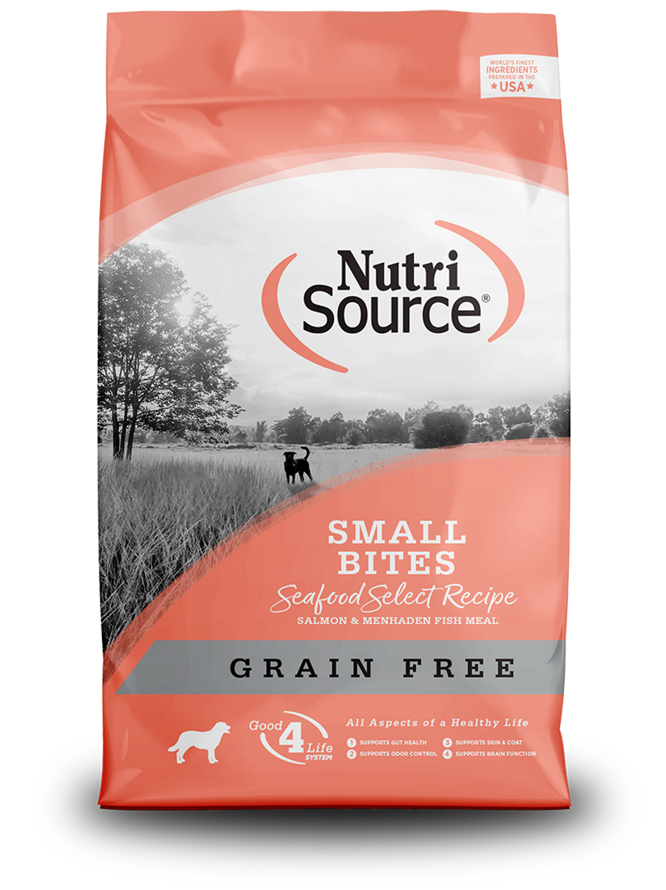 NutriSource Grain Free Small Bites Seafood Select Dry Dog Food， 15 Lbs.