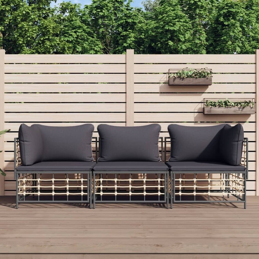 vidaXL Sectional Corner Sofas with Cushions 2 pcs Poly Rattan