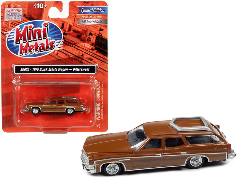 1975 Buick Estate Wagon Bittersweet Brown with Woodgrain Sides 1/87 (HO) Scale Model Car by Classic Metal Works