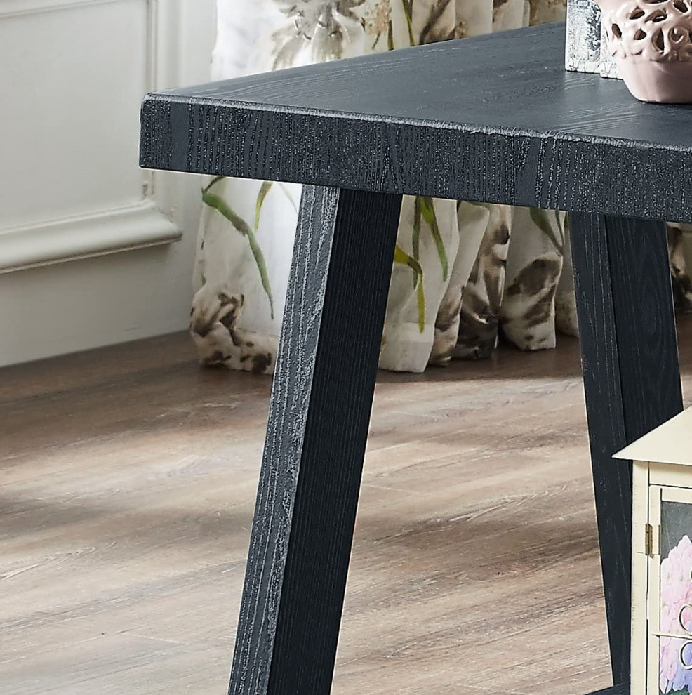 Contemporary Replicated Wood Shelf End Table in Black Finish   Traditional   Plant Stands And Telephone Tables   by Imtinanz  LLC  Houzz