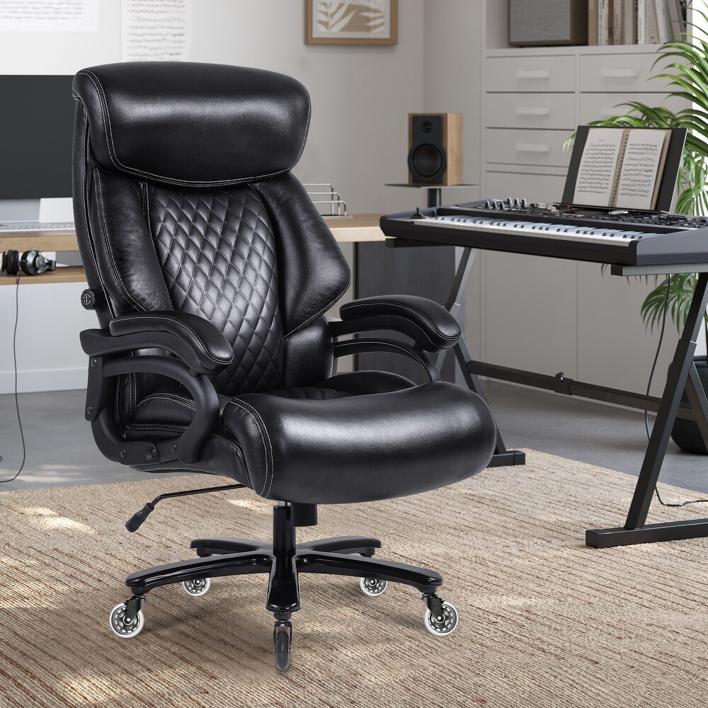 Big and Tall Office Chair 500lbs for Heavy People with Quiet Rubber Wheels