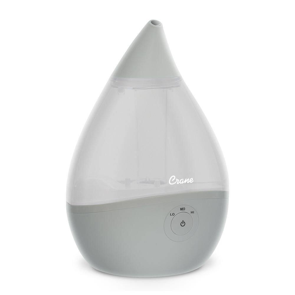 Crane 0.5 Gal. Droplet Ultrasonic Cool Mist Humidifier for Small to Medium Rooms up to 250 sq. ft. - Grey EE-5302GR