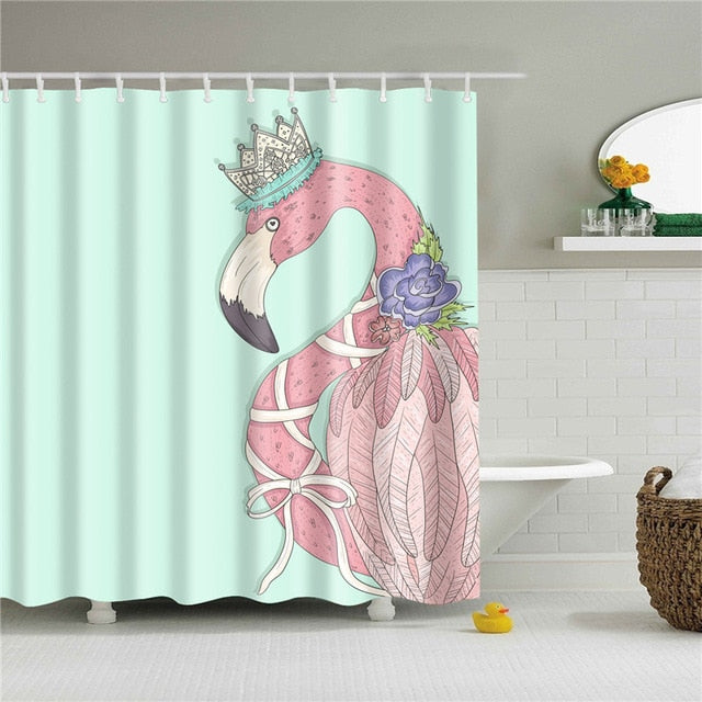 Nordic Pictures Polyester Waterproof Shower Curtains High Quality Animals Flamingo Shower Curtain In The Bathroom