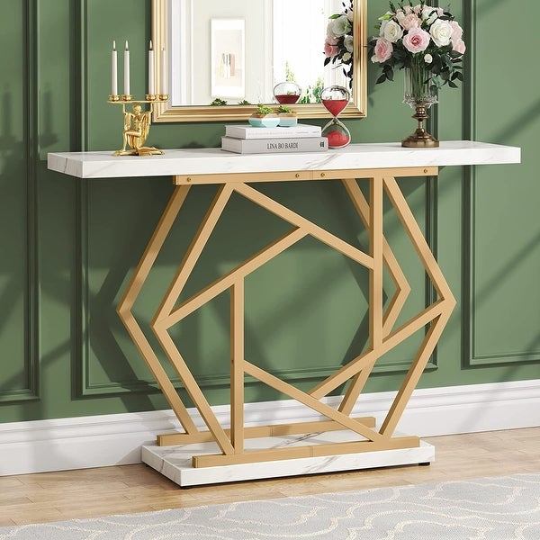 Modern Entry Console Table， 47 Inch Gold Sofa Table