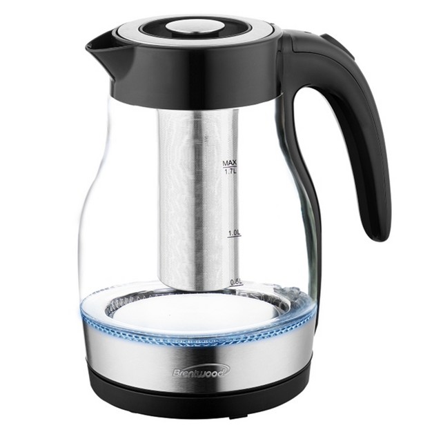 Brentwood Glass 1 7 Liter Electric Kettle With Tea Infuser In Black