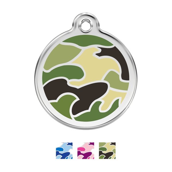 Red Dingo Camouflage Stainless Steel Personalized Dog and Cat ID Tag