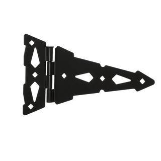 Everbilt 10 in. x 7-14 in. Black Heavy-Duty Decorative Tee Hinge (2-Pack) 18114