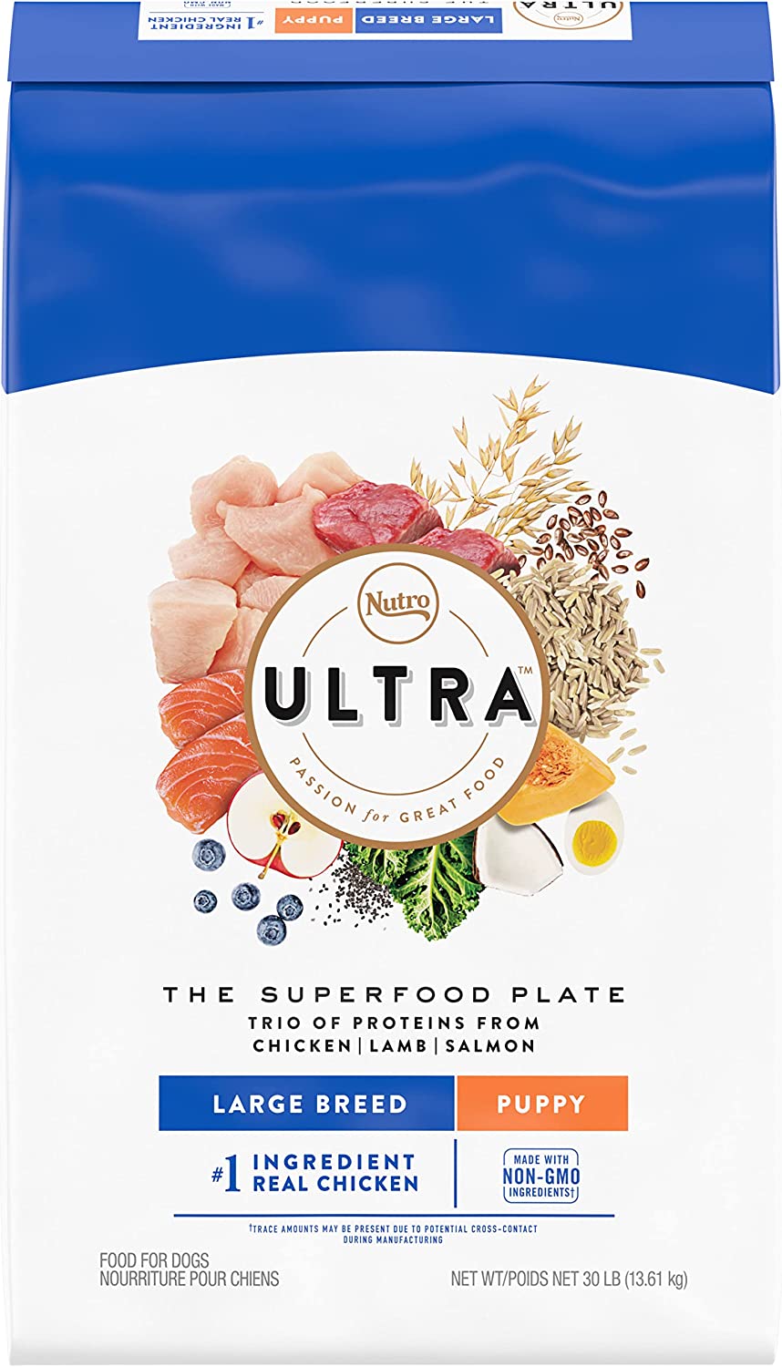 NUTRO ULTRA Large Breed Puppy High Protein Natural Dry Dog Food with a Trio of Proteins from Chicken Lamb and Salmon 30 lb. Bag