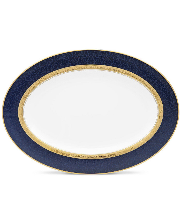 Noritake Odessa Cobalt Gold Oval Platter 14