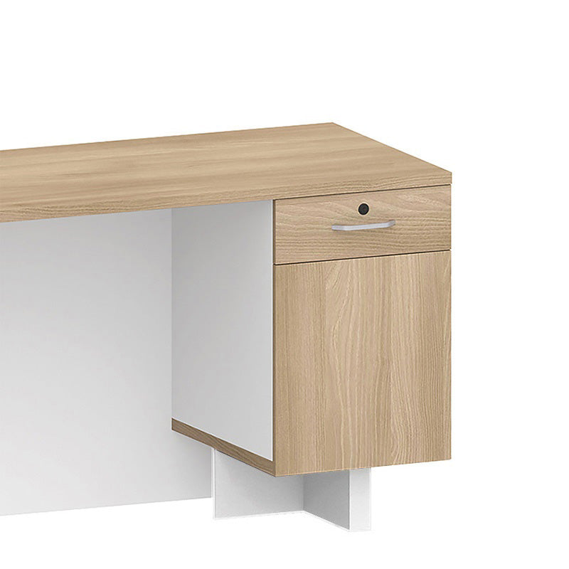 HELMER Reception Desk 2.4M Right Panel - Oak & White