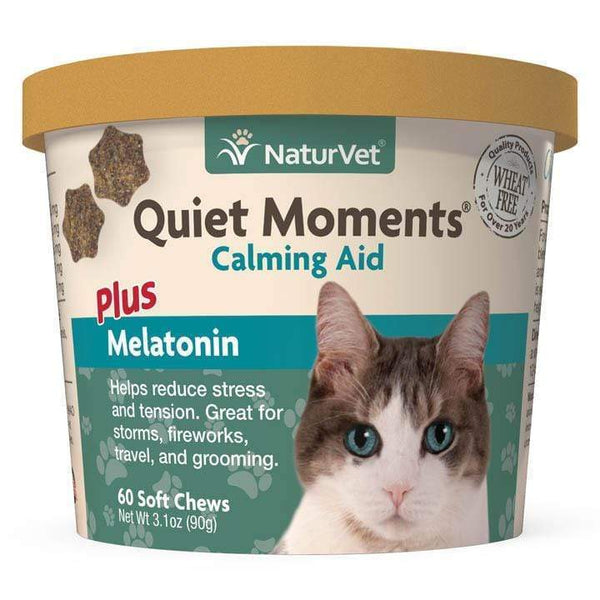 NaturVet Quiet Moments Calming Aid Plus Melatonin Soft Chews for Cats