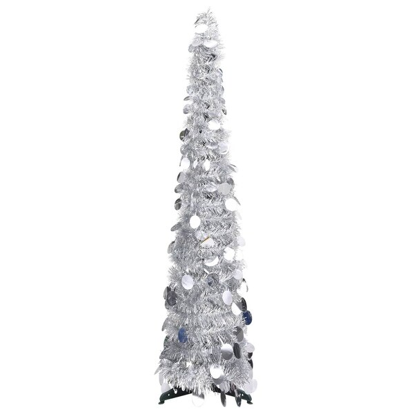 vidaXL Popup Artificial Christmas Tree Silver 4 ft PET