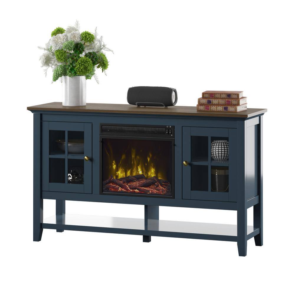 Twin Star Home 54 in. Freestanding Electric Fireplace TV Stand in Fontana Blue 18MM6762-TPP02S