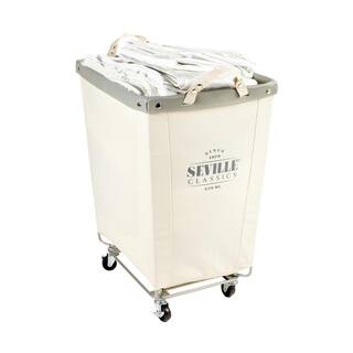 Seville Classics Natural White Commercial Grade Heavy-Duty Extra Large Canvas Laundry Hamper with Wheels WEB703