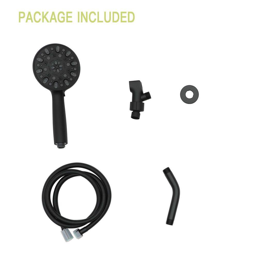 Miscool Accent 7-Spray Patterns 4.7 in. Single Wall Mount Handheld Shower Head Set Adjustable Shower Faucet in Matte Black SLSHH101702MB