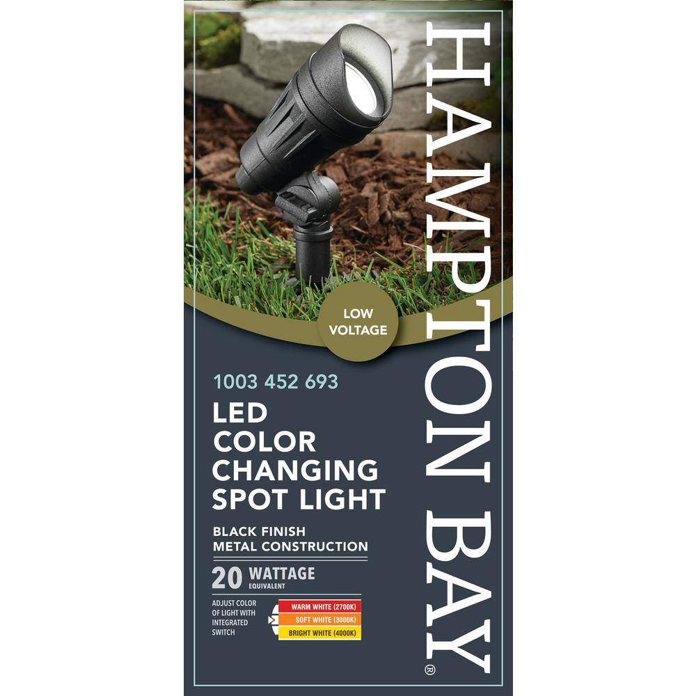 Hampton Bay 240 Lumens 20W Equivalent Low Voltage Black Integrated LED Outdoor Spotlight with CCT Change IWH2301LM-5