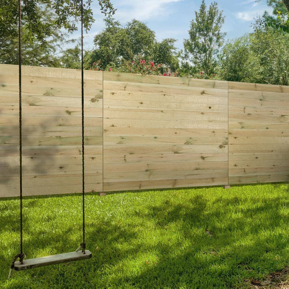 Outdoor Essentials 6 ft. x 8 ft. Pressure-Treated Parana Pine Wood Flat Top Horizontal Privacy Fence Panel 494029