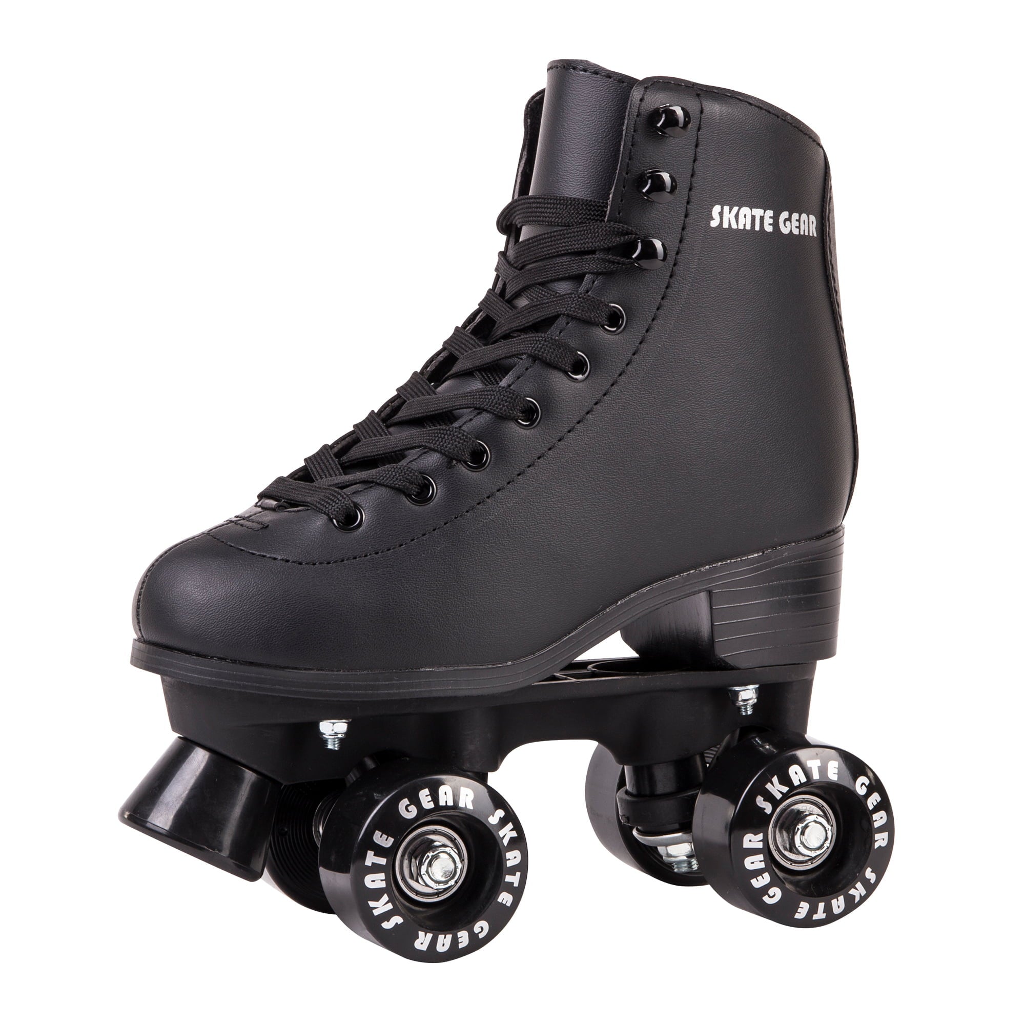 Skate Gear Extra Support Quad Roller Skates， Holiday Gift for Adults (Black， Women's 6 / Youth 5 / Men's 5)