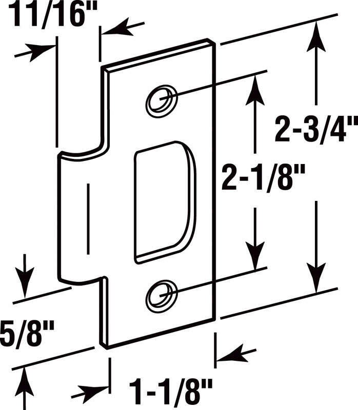 Prime-Line 2.75 in. H X 2.75 in. L Brushed Stainless Steel Brass T- Strike