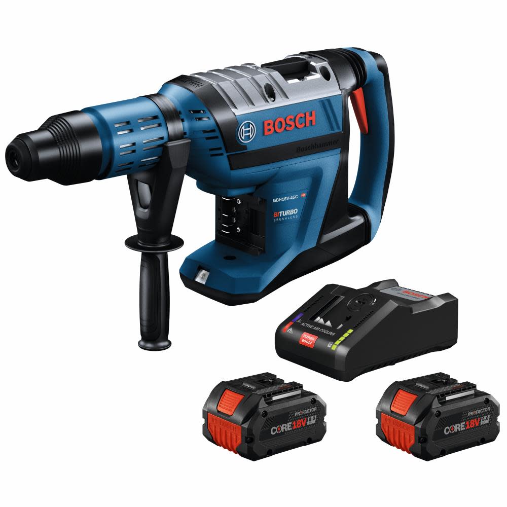 Bosch 18V Hitman SDS max 1 7/8 in Rotary Hammer Kit with 2 CORE18V 8Ah PROFACTOR Batteries Factory Reconditioned GBH18V-45CK24-RT from Bosch