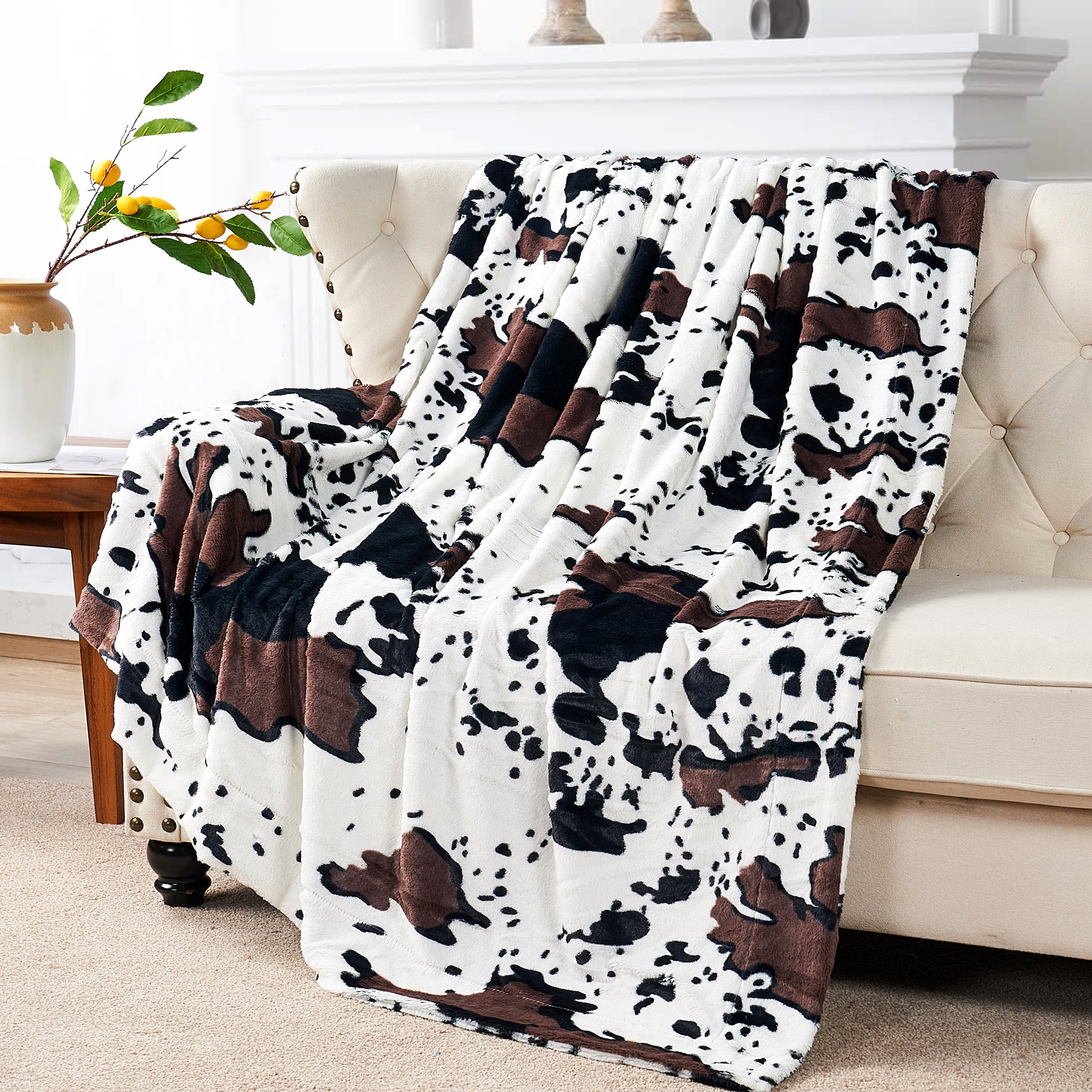 Home Soft Things Animal Double Sided Faux Fur Throw - Cow - 60