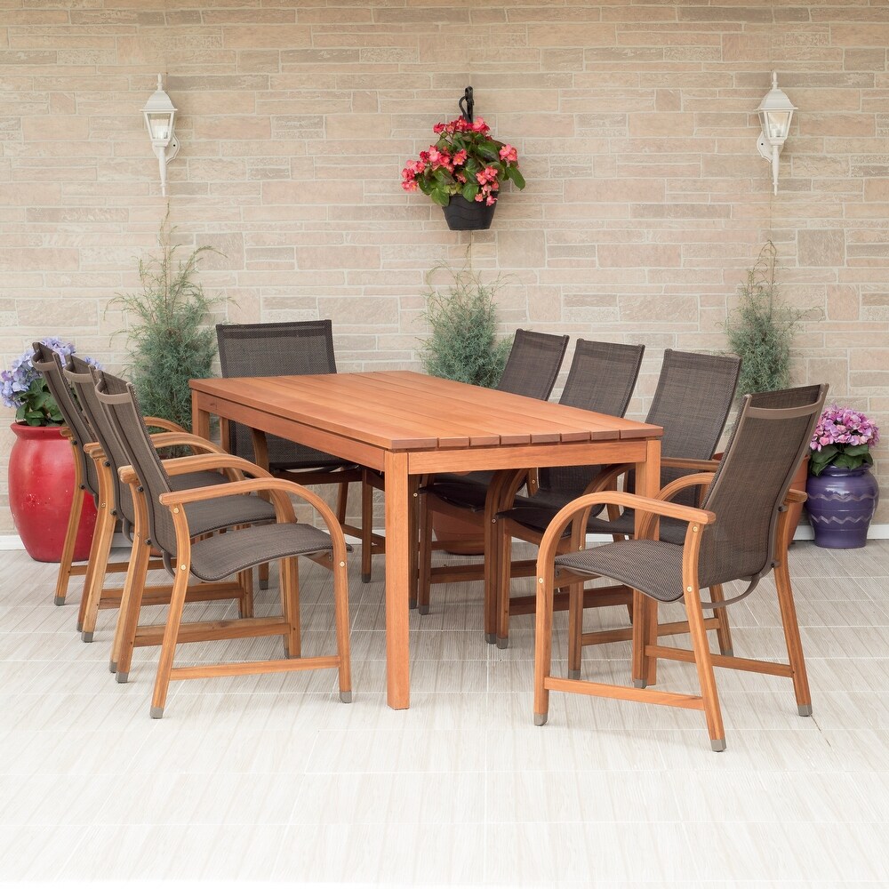 Amazonia Stella Outdoor FSC Wood 9pc Rectangular Patio Dining Set   9 Piece