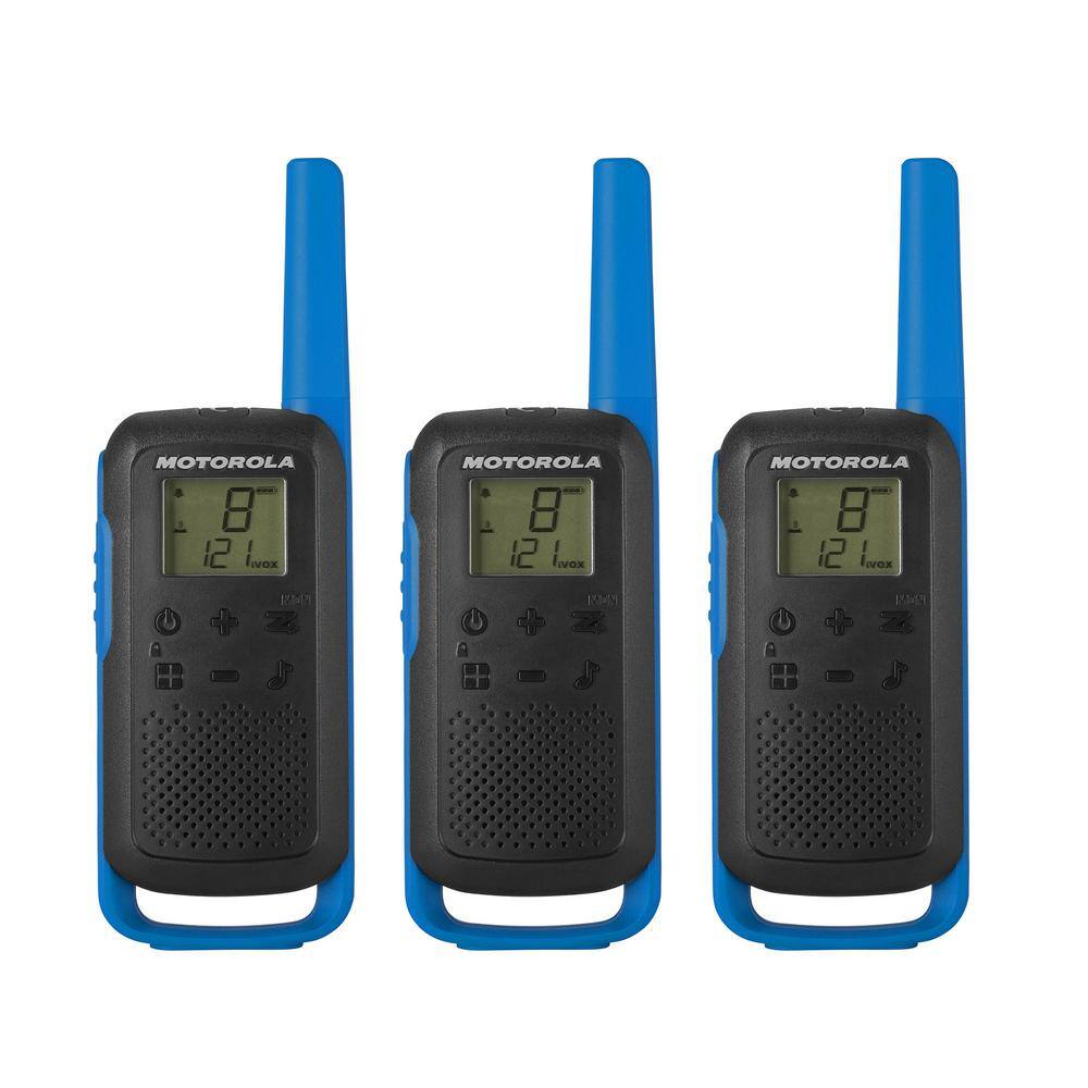 MOTOROLA SOLUTIONS Talkabout T270TP Rechargeable 2-Way Radio in Black with Blue (3-Pack) T270TP