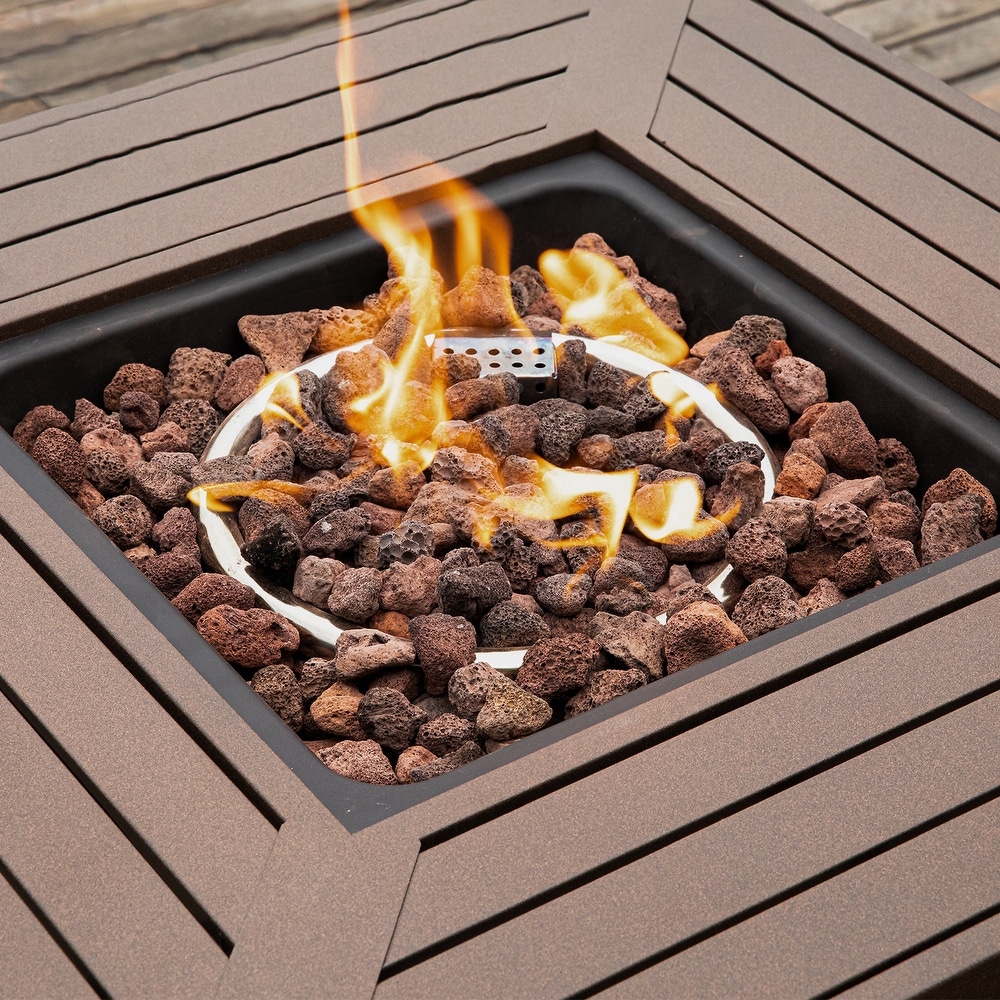 COSIEST 40 000 BTU Outdoor 28 inch Square Metal Fire Table