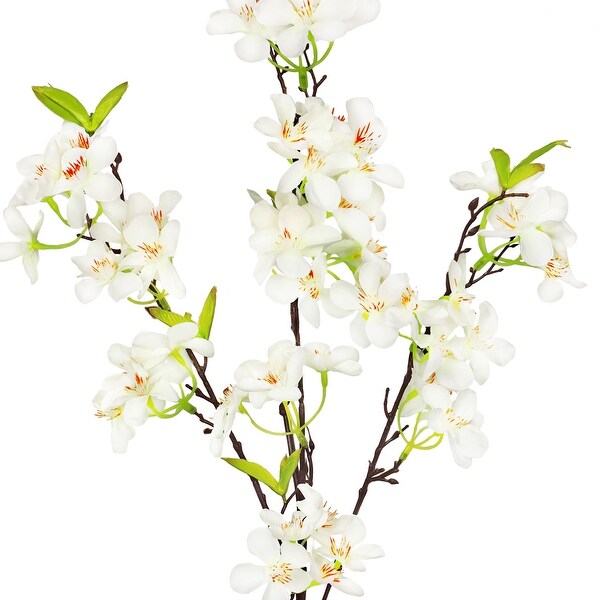 Set of 4 Cream White Artificial Apple Blossom Flower Stem Spray 34in