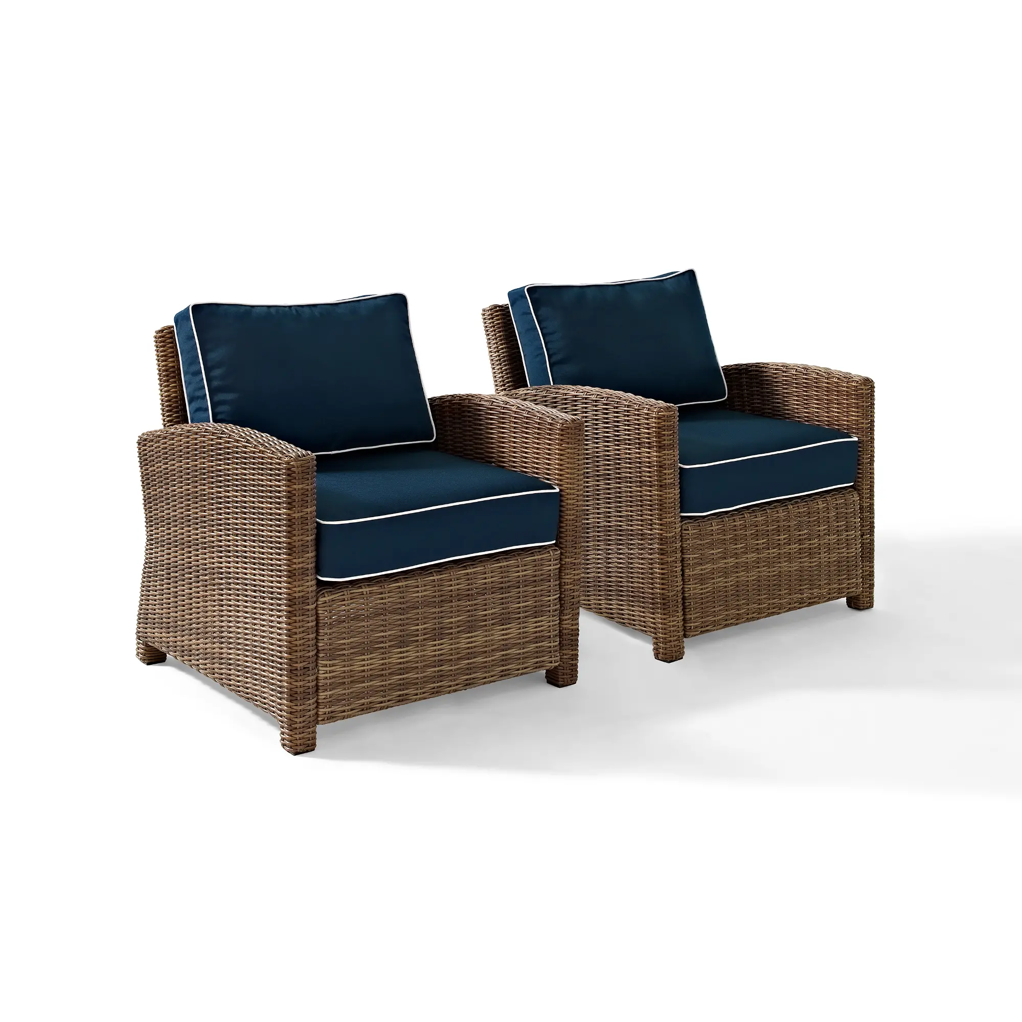 Bradenton Navy and Wicker Patio Armchair， Set of 2