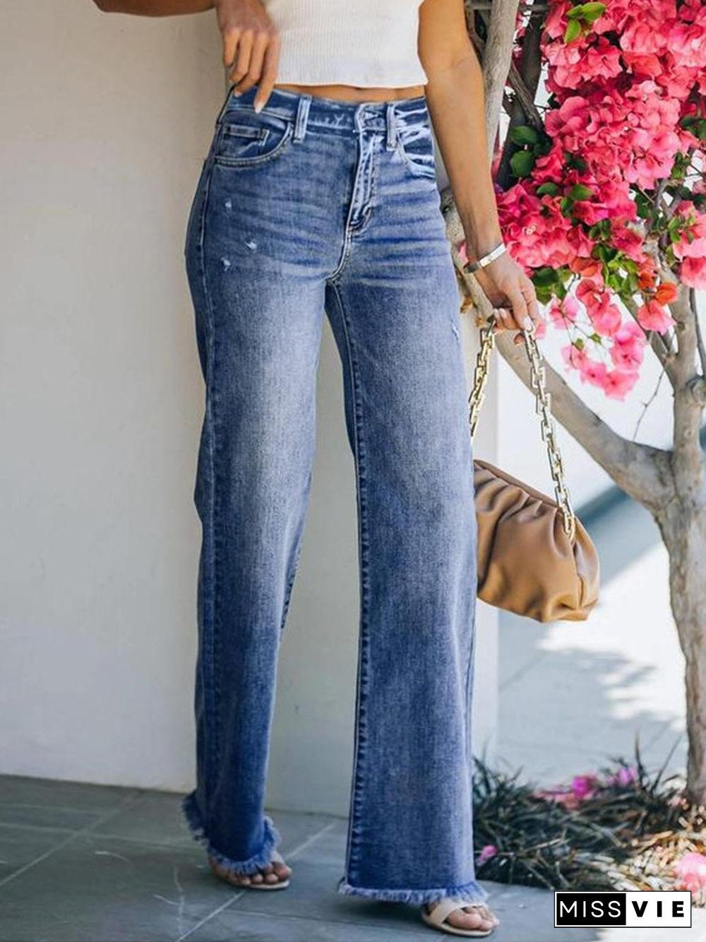 Statement Basic Denim Fringed Jeans