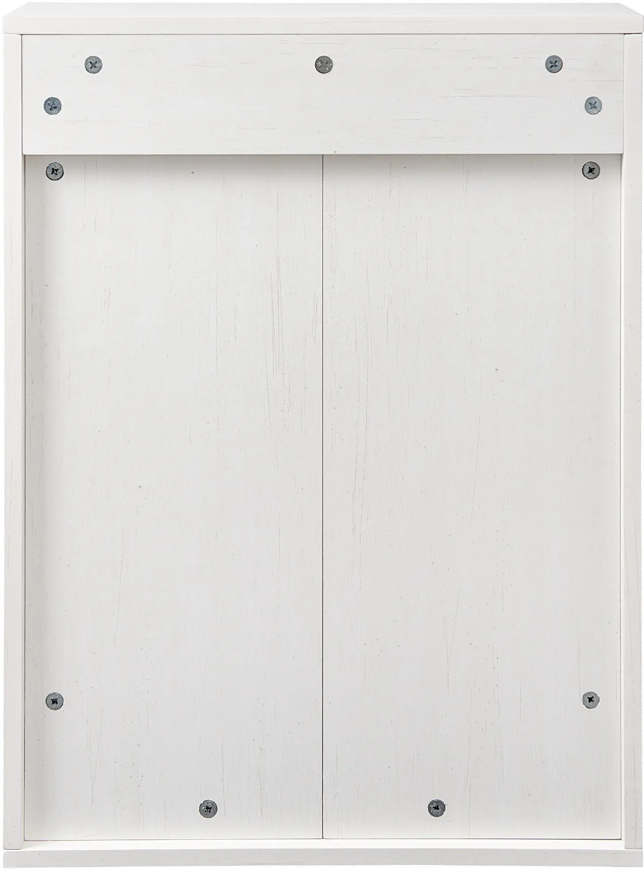 Sliding Mirrored Barn Door White and Oak Wall Cabinet