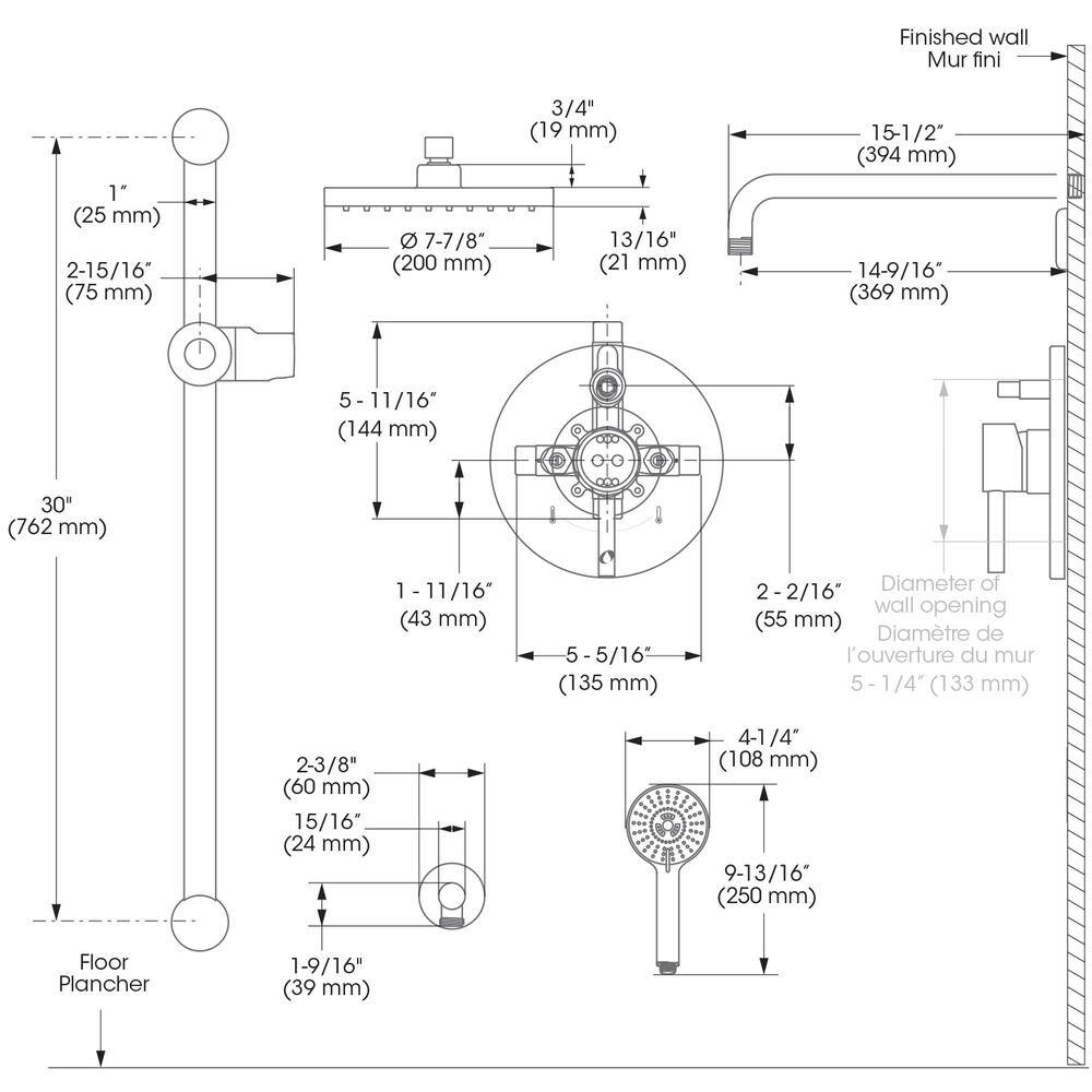 KEENEY Belanger 1-Spray Round Hand Shower and Showerhead from Wall Combo Kit with Slide Bar and Valve in Polished Chrome KIT-DEL130CCP